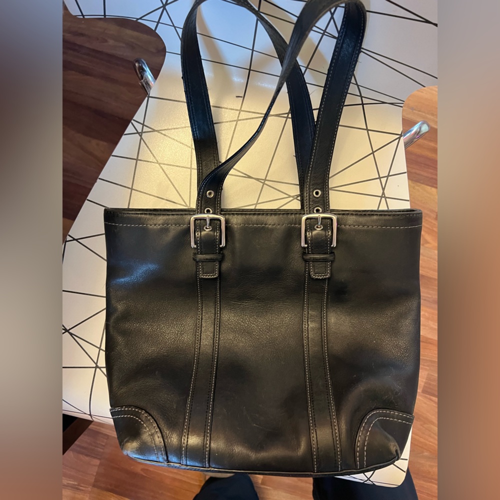 Vintage coach Hampton shoulder tote bag black leather 90’s Y2K - Picture 14 of 16
